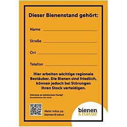 Infoschild Alu Dibond "Bienenstand" im Hochformat DIN A5