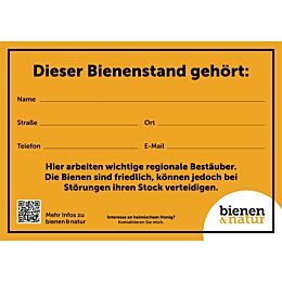 Infoschild Alu Dibond "Bienenstand" im Querformat DIN A4