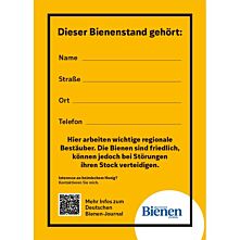 Infoschild Deutsches Bienen-Journal Alu Dibond "Bienenstand" im Hochformat DIN A5