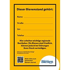 Infoschild Deutsches Bienen-Journal Alu Dibond "Bienenstand" im Hochformat DIN A5